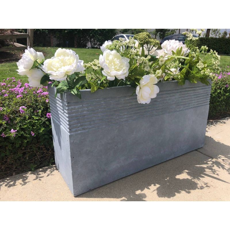 Rosemead Home &#38; Garden, Inc. 10&#34; Wide Kante Lightweight Modern Rectangular Concrete Outdoor Planter Box Slate Gray, 3 of 6