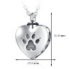 Maya's Grace Paw Print Heart Urn Necklace Dog Memorial Jewelry - 3 of 4