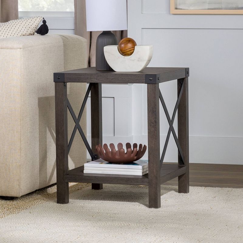 Sophie Rustic Industrial X Frame Side Table - Saracina Home, 3 of 16