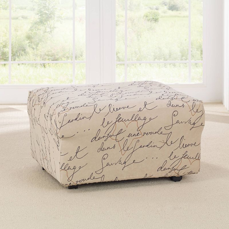 Stretch Pen Pal Ottoman Slipcover Parchment - Waverly Home, 4 of 5