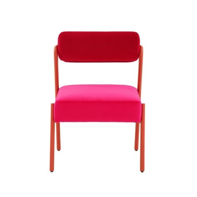 Jolene Hot Pink Velvet and Pine Accent Chair