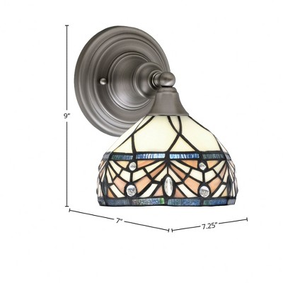 Toltec Lighting Any 1 - Light Sconce in  Brushed Nickel with 7" Royal Merlot Art Glass Shade