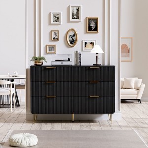 FONTOI Cabinet, Organizers and Storage, Storage Cabinet with 6 Smooth Sliding Drawers, Sideboard with Gold Handles, Black, 43.3*13.8*30 - 1 of 4