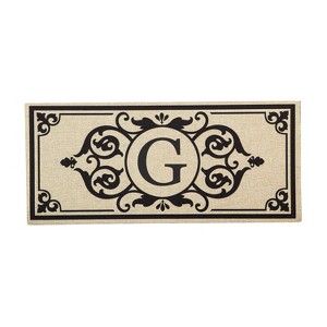Evergreen Cambridge Letter G Monogram Burlap Sassafras Indoor Outdoor Switch Doormat1'10"x10"Brown - 1 of 4