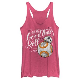 Women's Star Wars The Force Awakens Valentine BB-8 Good Times Roll Racerback Tank Top - 1 of 3