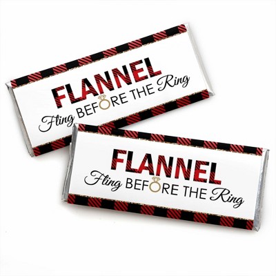 Big Dot of Happiness Flannel Fling Before the Ring - Candy Bar Wrapper Buffalo Plaid Bachelorette Party Favors - Set of 24