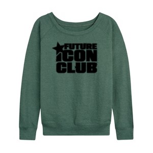 Women's - Instant Message - Future Icon Club Lightweight French Terry Wide Neck Long Sleeve Graphic Shirt - 1 of 4