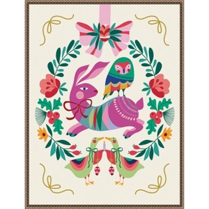 Amanti Art Woodland Animals Christmas Wreath by Rachel Lee 3 Birdies Studio Canvas Art Framed - 1 of 4