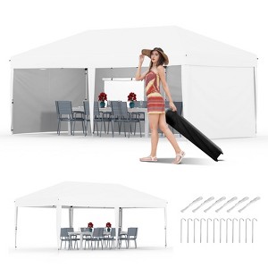 10x20 Pop-Up Canopy Tent with 4 Sidewalls – Commercial Street Vendor Shelter with Easy One-Person Setup, Wheeled Bag, UV Protection, Grey - 1 of 4