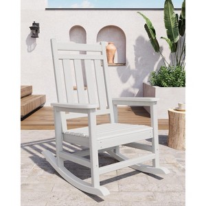 HDPE Outdoor Patio Adirondack Rocking Chairs Set - 1 of 4