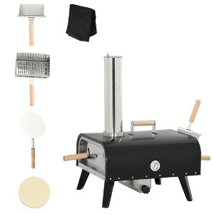 Outdoor Pizza Oven with 12in Rotating Stone, Peel and Cover, Portable Pellet Wood Fired Pizza Maker with Foldable Legs,Backyard, Outdoor Kitchen - 1 of 4