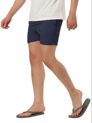 TATT 21 Men's Summer Casual Solid Color Mesh Lining Drawstring Waist Swimwear Shorts Navy Blue 38 — фото 5