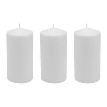 Stonebriar 3pk Tall 3'' x 6'' 65 Hour Long Burning Unscented White Wax Pillar Candle