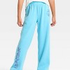 Girls' KPop Demon Hunters Huntrix Golden Fleece Jogger Pants - Blue - 2 of 4