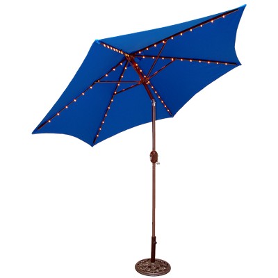 9' Round Lighted Patio Umbrella - Blue