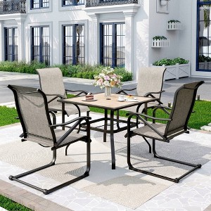 5pc Patio Dining Set with 37"x37" Square Table & 4 C-Spring Motion Chairs - Captiva Designs - 1 of 4