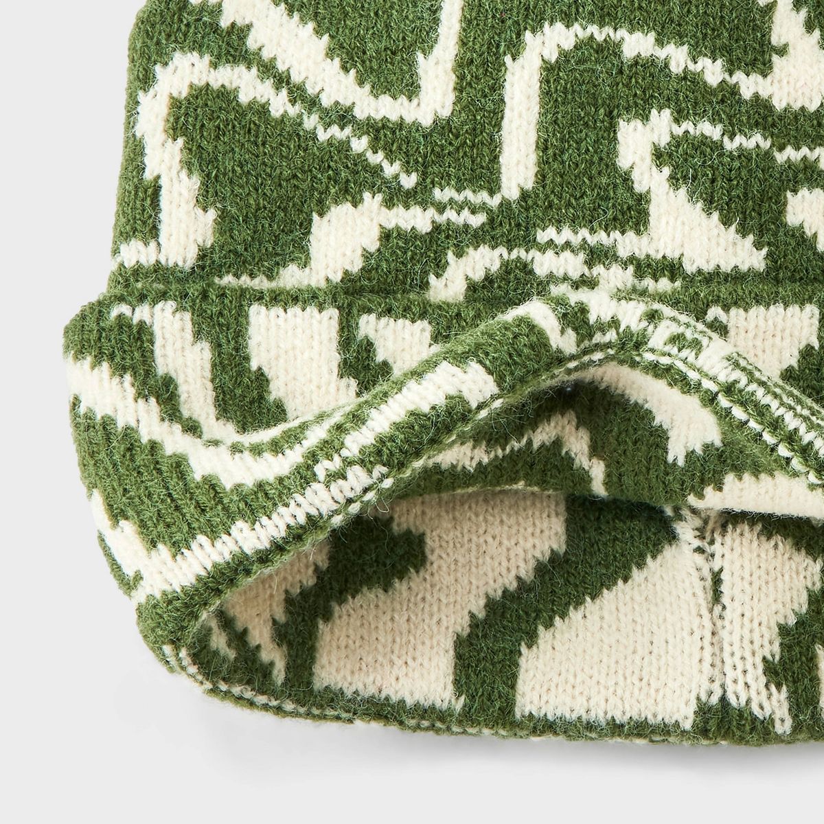 Boys' Swirled Beanie Knit Hat - Cat & Jack™ Cream/Green - thumbnail 3