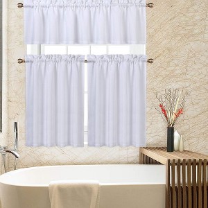 Tier Curtains, Waffle Weave Textured Short Curtains for Bathroom, Kitchen, Cafe,Waterproof Window Covering, Ideal for Small Windows and Cozy Spaces - 1 of 4