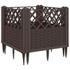 vidaXL Garden Planter with Pegs Brown 17.1"x17.1"x17.1" PP - 2 of 4