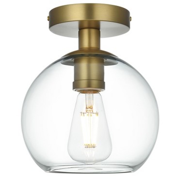 Elegant Lighting Baxter 8 Inch Flush Mount Clear Shade in Satin Gold
