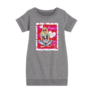 Girls' - Barbie - Hello Lovely Barbie Graphic Short Sleeve Fleece Dress - 1 of 4