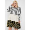 Slickblue Women's Plus Tiered Color Block Dress, Camo Multi Stripes, Comfortable Fit, Casual or Event Wear, Size 1XL-3XL - 2 of 4