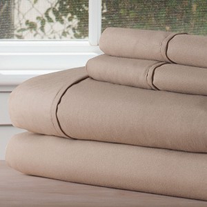 Hastings Home King Size Brushed Microfiber 4 Piece Bed Sheet and Linen Set with Stain Resistant Fitted and Flat Sheets - Taupe - 1 of 3