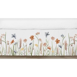 Sweet Jojo Designs Girl Baby Crib Bed Skirt Watercolor Floral Garden Green Blue and Orange - 1 of 3