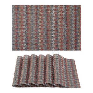 REGALWOVEN Plastic Placemats Set of 6 Placemats with Pattern for Dining Table Decor Washable Kitchen Table Mat Wipe Clean - 1 of 4