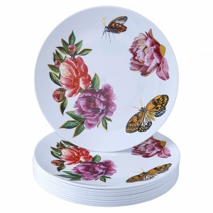 Silver Spoons Butterfly Garden Design Plastic Plates for Party, Heavy Duty Disposable Dinner Set - (10 PC) Monarch Collection - 1 of 2
