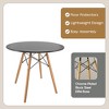 LeisureMod Round Bistro Dining Table, Glass/Wood Tabletop, Natural Wood Eiffel Base Dover Series - 4 of 4