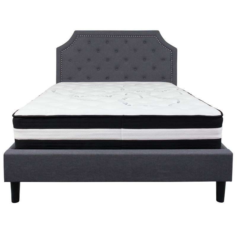 Flash Furniture Brighton Arched Tufted Upholstered Platform Bed and Pocket Spring Mattress, 4 of 5
