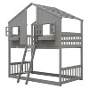 NicBex Twin Over Twin Bunk Bed with Guardrail and Roof and Window,House Loft Bed with Ladder and Door,Modern Noise Reduced Bunk Beds for Bedroom - 2 of 4
