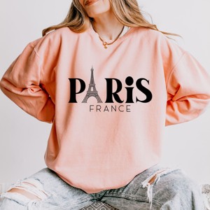 Simply Sage Market Paris France Eiffel Tower Lightweight Garment Dyed Sweatshirt - 1 of 4