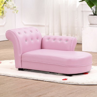 Pink Kids Sofa Chaise Lounge Armrest Chair Relax Couch Bedroom Living Room