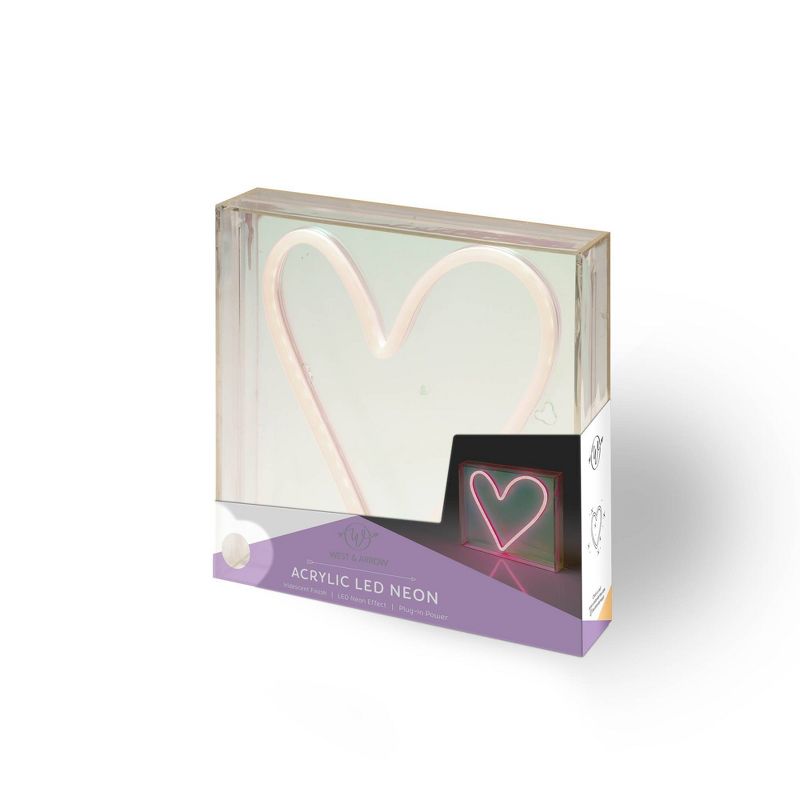 Teen Iridescent Heart Acrylic Box Novelty Table Lamp Pink - West &#38; Arrow, 3 of 5