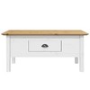 vidaXL BODO Coffee Table - White and Brown - Solid Pine Wood - French Style - with Storage Drawer - 39.4"x21.7"x17.7" - Living Room Furniture - 3 of 4