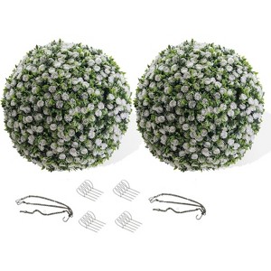 Flower Topiary Ball Decorative Balls 2PCS, Artificial Topiary Balls, for Outdoor Patio Garden and Indoor, Wedding Decoration - 1 of 4