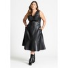 ELOQUII Women's Plus Size Faux Leather Knot Detail Flare Dress - 20, Black Onyx - 3 of 4