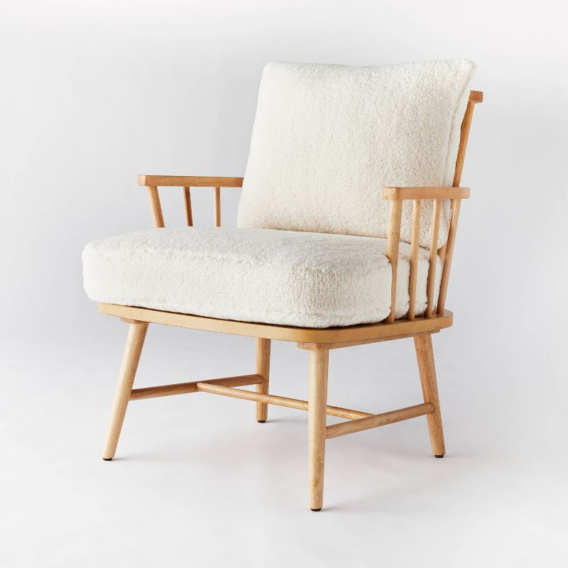 Taylorsville Spindle Knockdown Accent Chair Faux Shearling/Natural - Threshold&#8482; designed with Studio McGee, 1 of 7