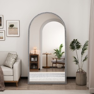 Okak 65*35in Retro Metal Full Body Mirror with Standing, Elegant Arched Mirror, Standing Mirror for Living Room, Bedroom - 1 of 4
