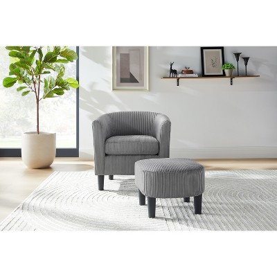 NicBex Corduroy Oversized Accent Chair with Ottoman and Plywood Frame,Modern Chair and Ottoman Sets for Bedroom,Reading Room