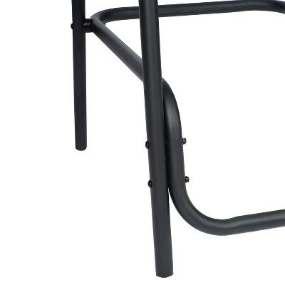 Gray Rattan and Black Aluminum Indoor-Outdoor Barstools with Arms, Set of 2