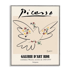 Stupell Industries Classical Abstract Picasso Peace Dove Bird Linework Black Framed Giclee Art - 1 of 4