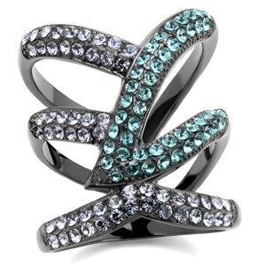 Slickblue Multi-Color Synthetic Crystal Ring, Light Black Stainless Steel, Women’s Daily Wear Pave Ring, Sizes 5-10 - 1 of 4