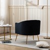 SEYNAR Modern Velvet Accent Chair,Round Upholstered Barrel Chair for Living Room - 3 of 4