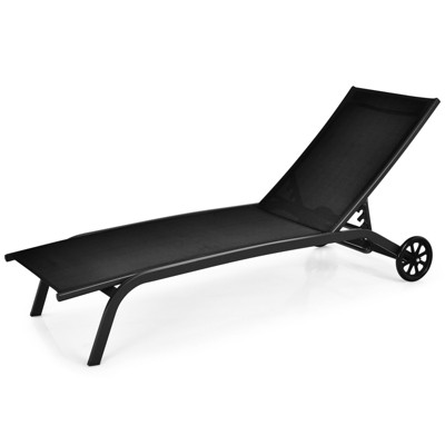 Tangkula Outdoor Chaise Lounge Chair Patio Lounge Recliner with 6-Position Adjustable Backrest