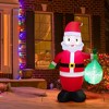 Costway 5 FT Christmas Decor Inflatable Santa Claus Holding a Gift Bag w/ LED Lights - 2 of 4