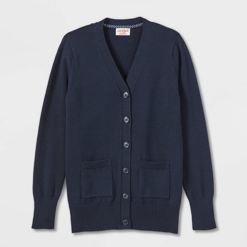 Navy blue cardigan sweater girl hotsell