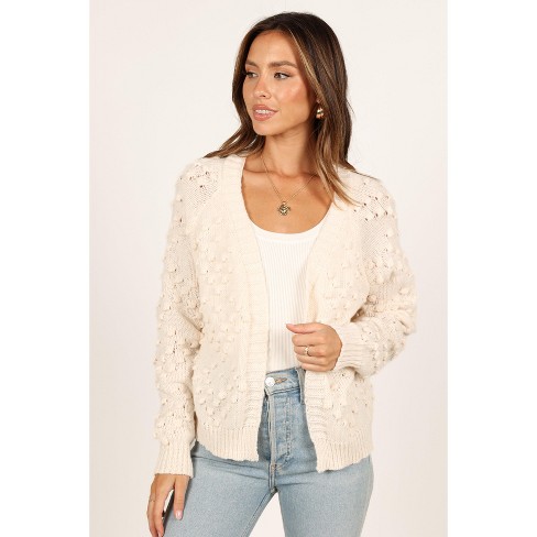 Textured-knit Cardigan - Cream - Ladies